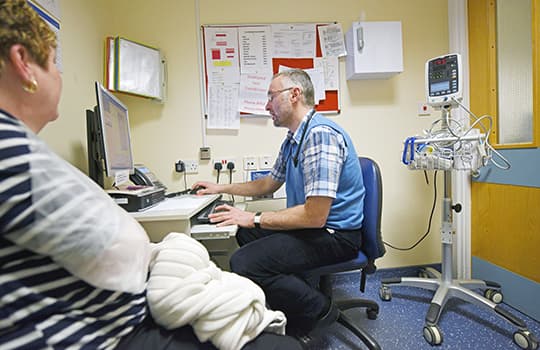 GP prescribing medication to an older patient