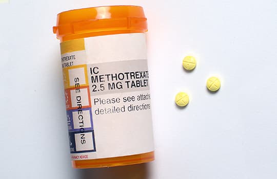 A bottle of methotrexate pills