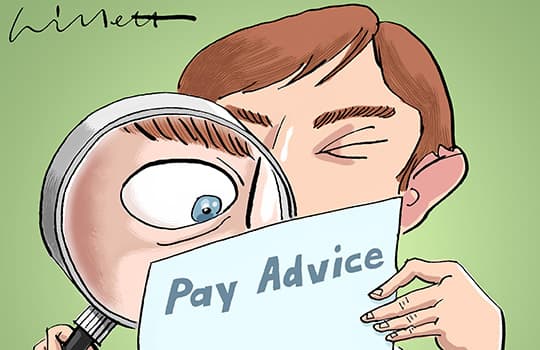 medical healthcare research paper Doctor looking at a pay slip