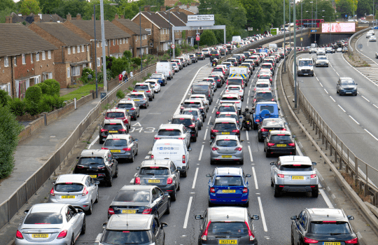 Heavy road traffic