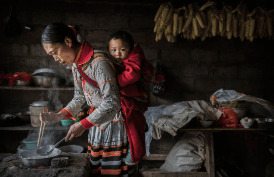 A mother and baby in China