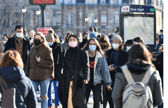 People wearing face masks on the street