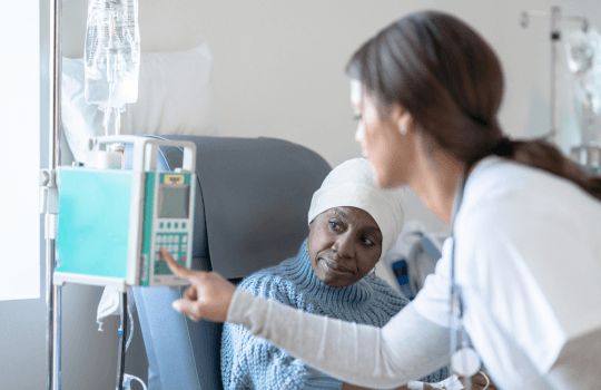 Woman having chemotherapy