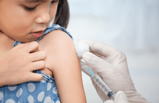 A child being vaccinated