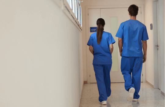 Medical staff in scrubs