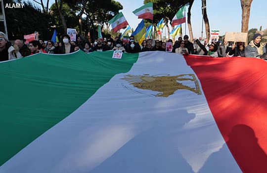 A demonstration for freedom in Iran in Rome