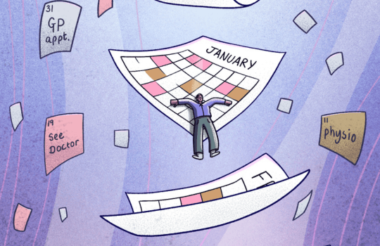 Illustration of calendar and cancer appointments