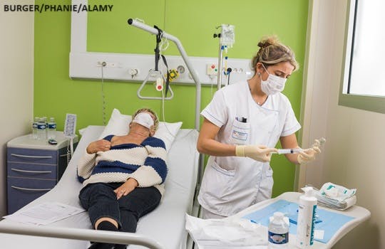 A patient receives chemotherapy