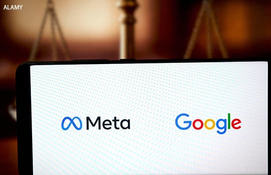 META and Google on a laptop